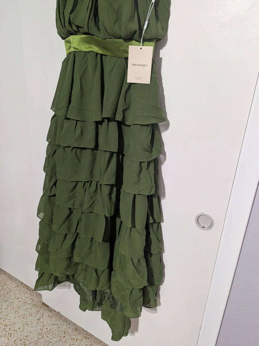 Dreamylily Olive Green High-Neck Tiered Halter Dress - NWT